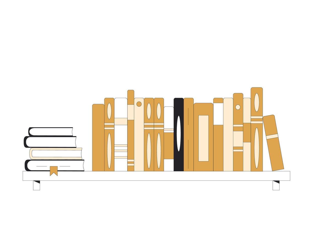 Book shelf. Knowledge, education, learning symbol. Stack of novels, nonfiction. vector