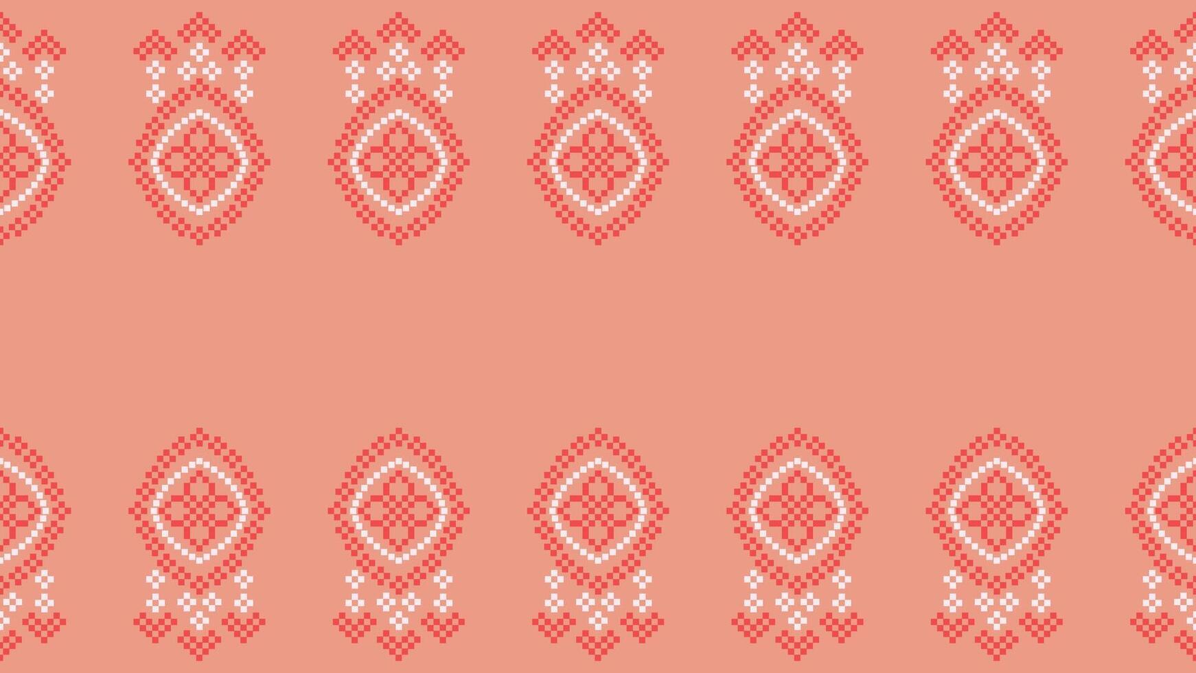 étnico geométrico tela modelo cruzar puntada.ikat bordado étnico oriental píxel modelo Rosa rosado oro antecedentes. resumen, vector, ilustración. textura,ropa,bufanda,decoración,seda fondo de pantalla. vector