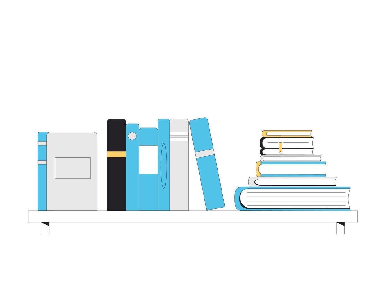 Book shelf. Knowledge, education, learning symbol. Stack of novels, nonfiction. vector