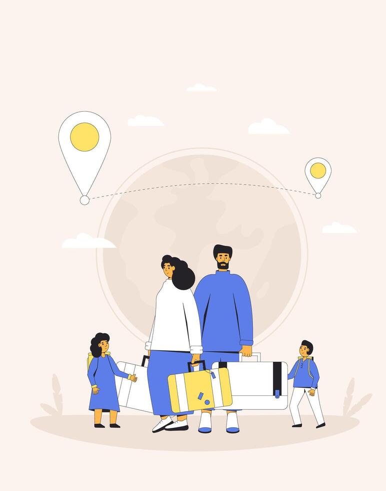 Family migration. Vector illustraion