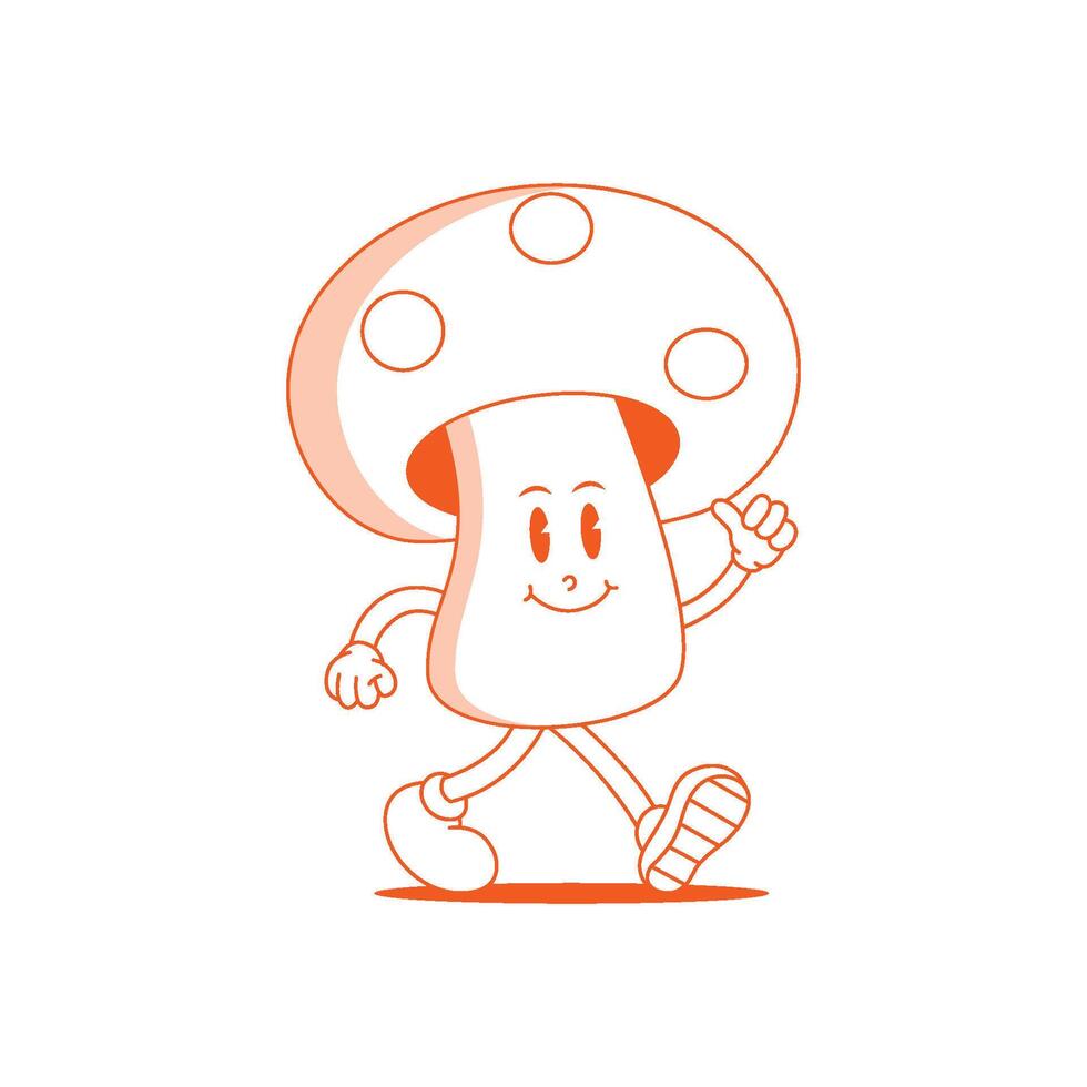 Mushroom Retro Mascot. Funny cartoon character of Mushroom.Mushroom Retro Mascot. Funny cartoon character of Mushroom. vector