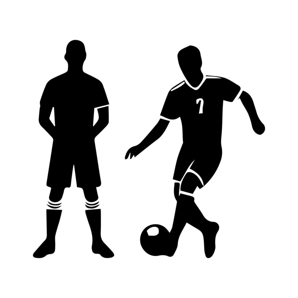 soccer football player silhouette cutout outlines.soccer football player silhouette cutout outlines. vector