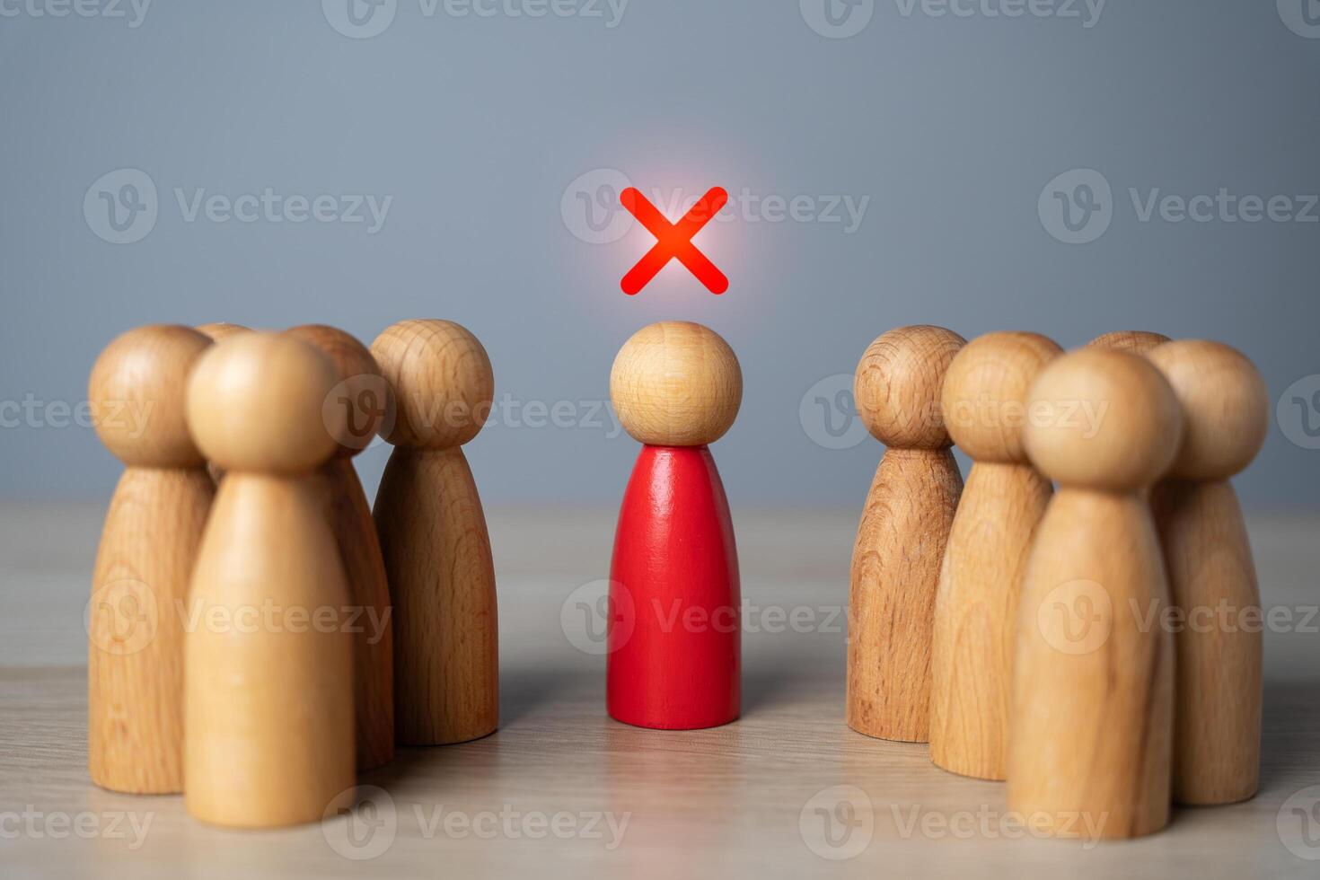Rejected by the community. Unacceptable behavior. Distrust and isolation from society. Outcast. Untrustworthy, antisocial. People ignore the person. photo