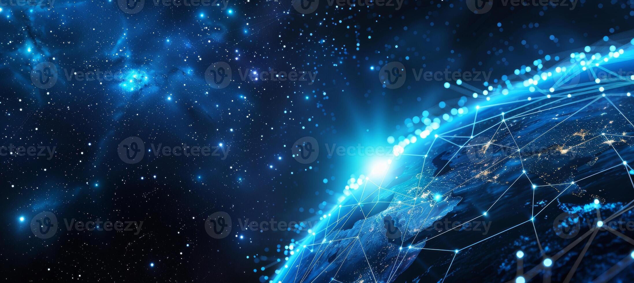 AI generated Earth surrounded by advanced perceptron network lines for enhanced global connectivity photo