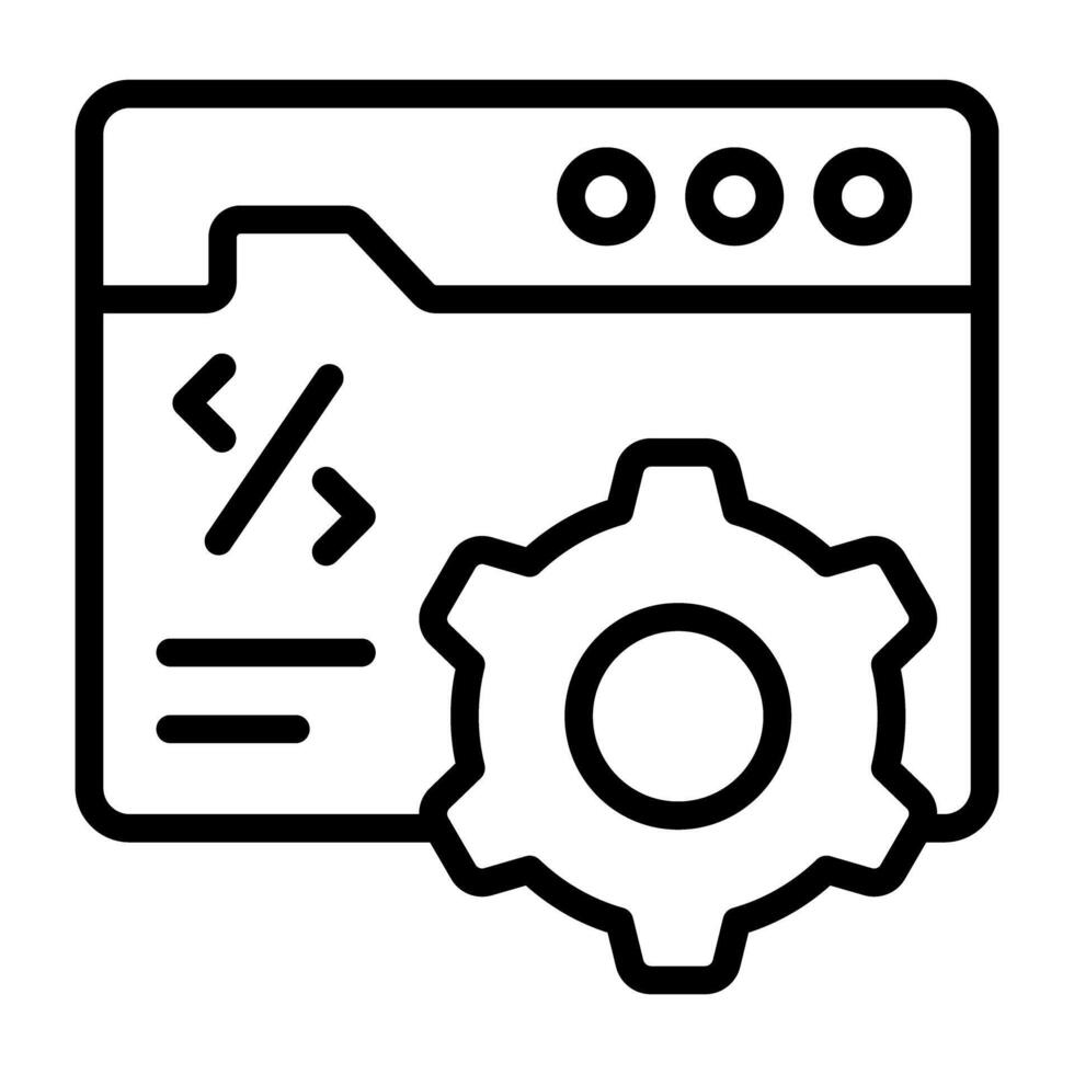 un diseño lineal icono de web desarrollo vector