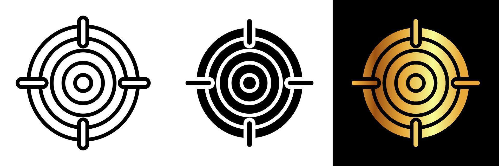 The Target icon symbolizes precision, accuracy, focus, and goal setting. It represents the center of attention, aiming for success, and hitting objectives dead-on. vector