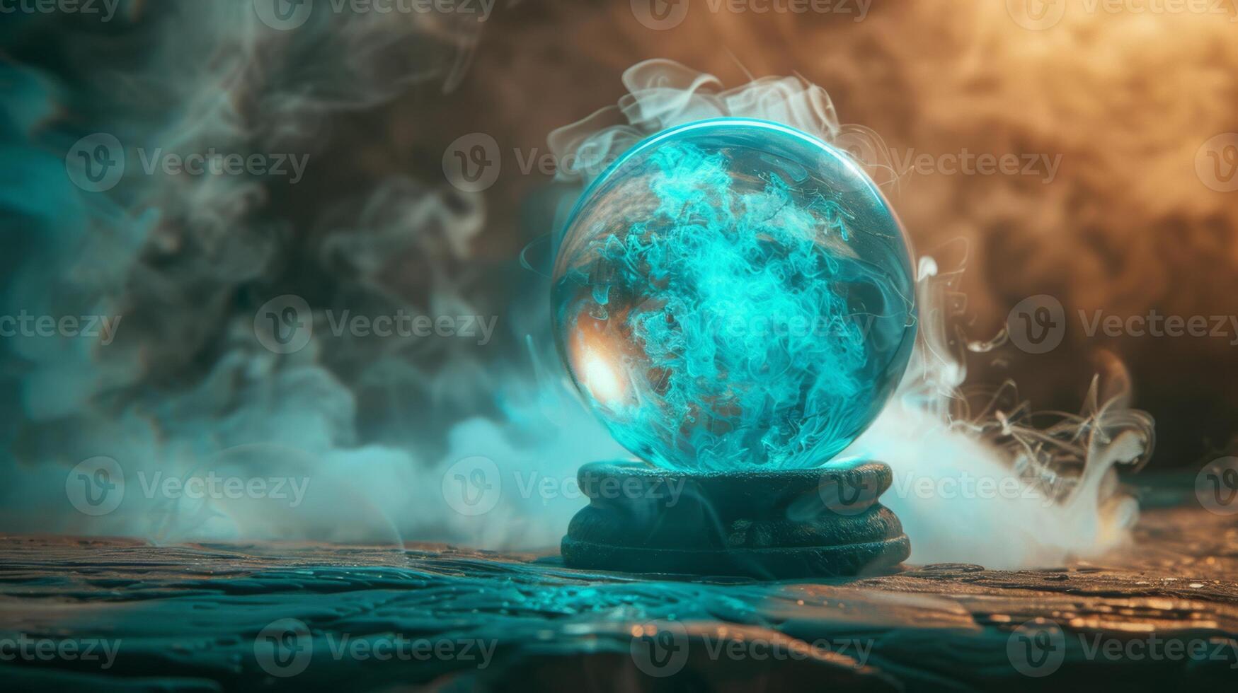 AI generated A sorceress's crystal ball fogged with visions of the future, foresight photo