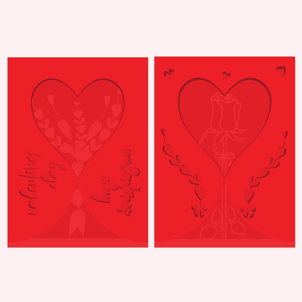 Red valentines day gift card multilayer. vector