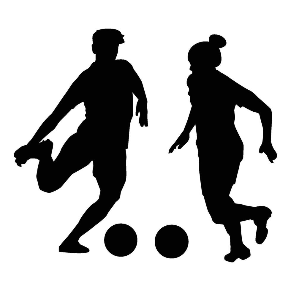 2 Player soccer vector illustration. Silhouette Football Collection8