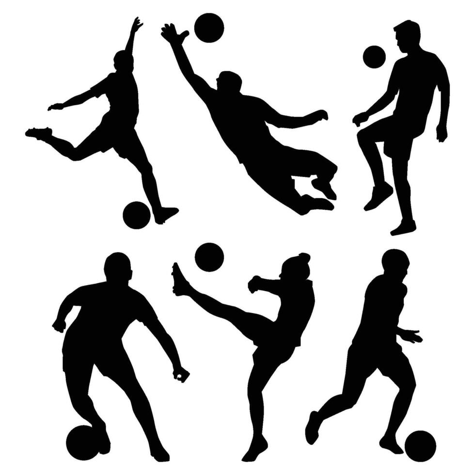 Silhouette Football Collection10, Vector playing football icons set
