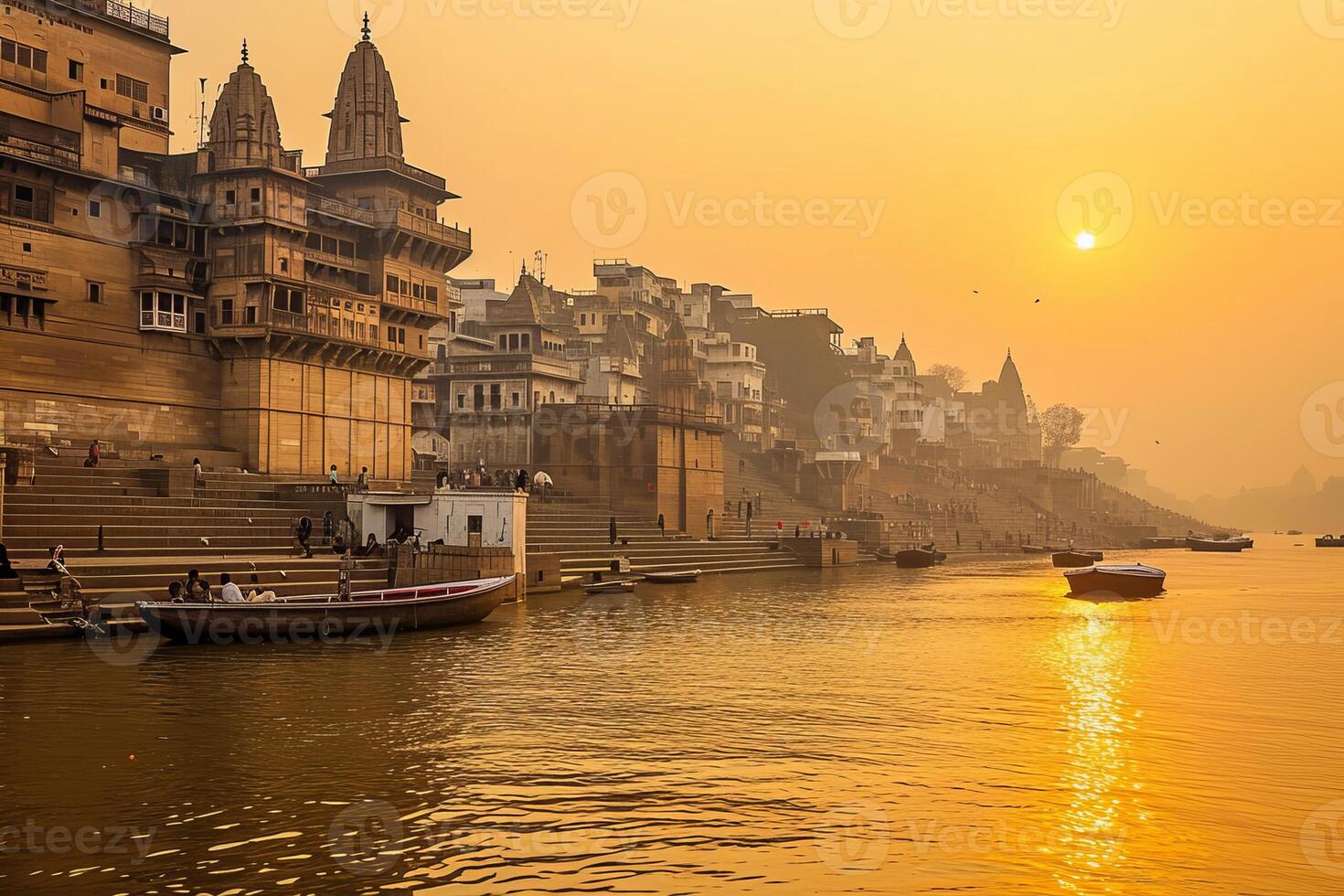 AI generated Ancient varanasi city. Generate AI photo