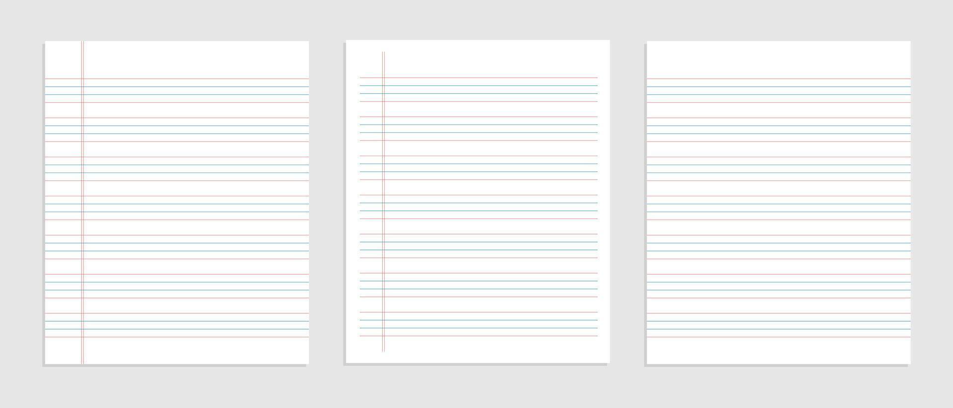 four line english paper sheet of notebook vector