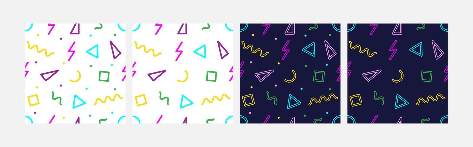 Collection of abstract background seamless pattern 90s style vector design, design can be for t-shirts, wrapping paper, printing needs