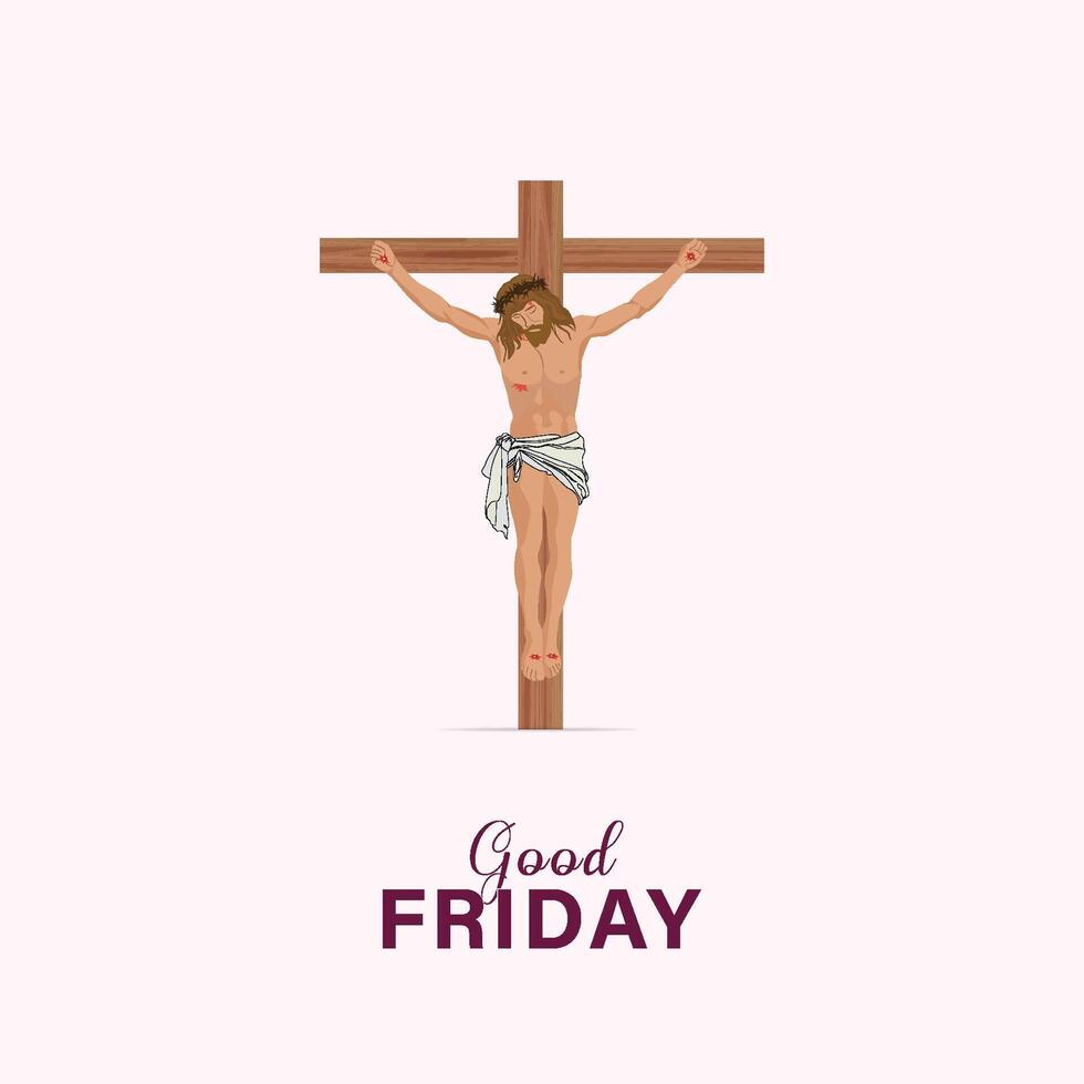 good friday poster, social media post, vector cross, Three Crosses on flat good friday Jesus Christ crucified,