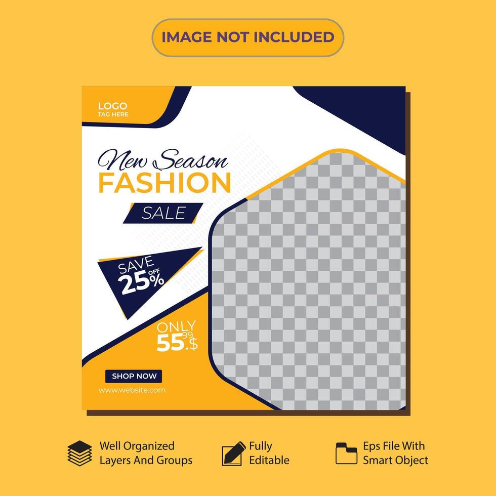 New Fashion sale social media post template Secson Fashion Sale vector