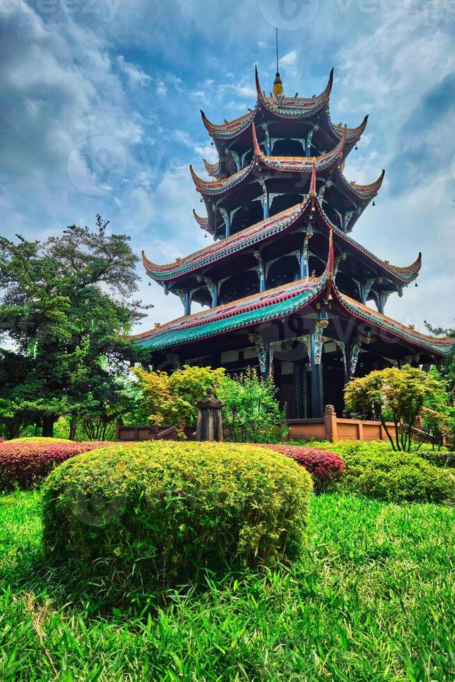 Wangjiang Pavilion in Wangjianglou park. Chengdu, Sichuan, China photo