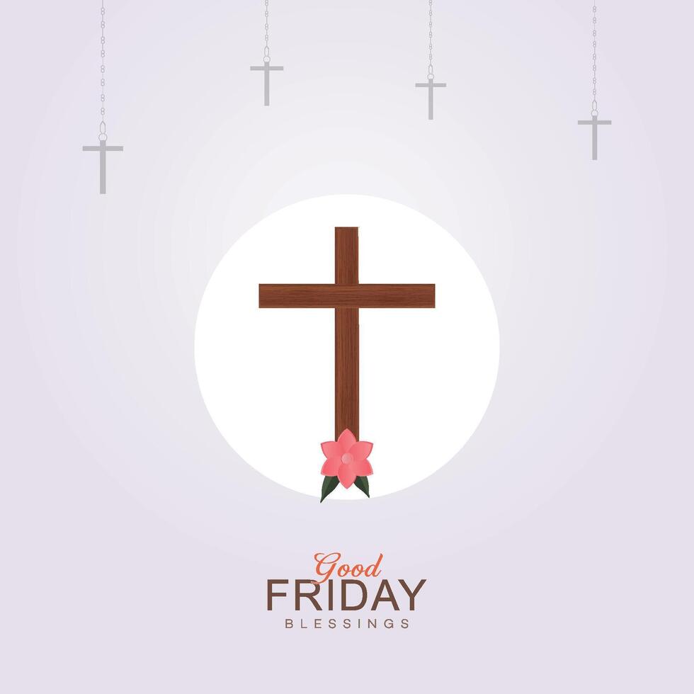 good friday poster, social media post, vector cross, Three Crosses on flat good friday Jesus Christ crucified,