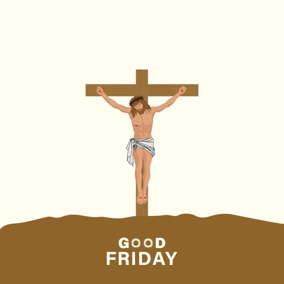 good friday poster, social media post, vector cross, Three Crosses on flat good friday Jesus Christ crucified,