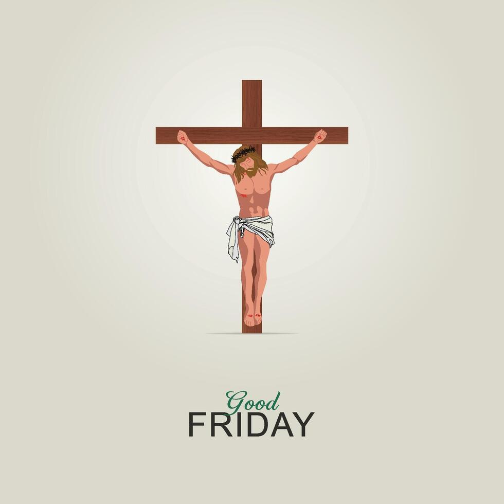 good friday poster, social media post, vector cross, Three Crosses on flat good friday Jesus Christ crucified,