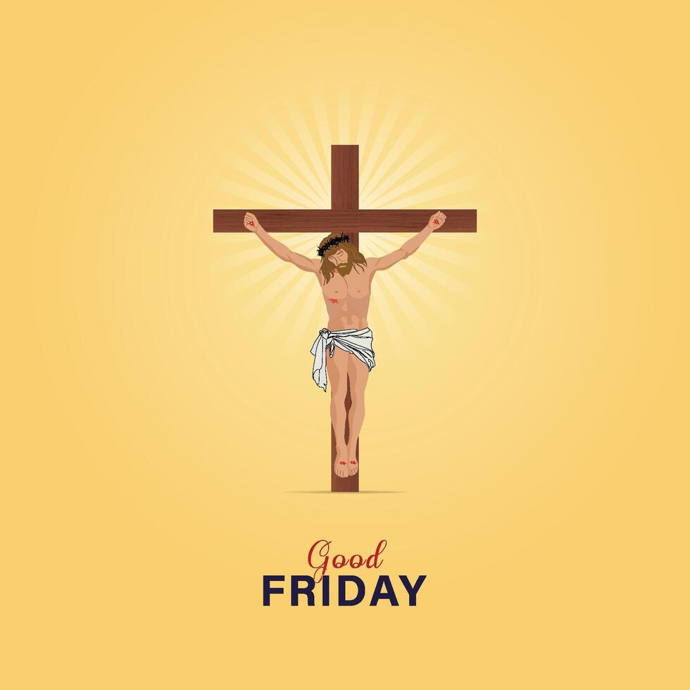 good friday poster, social media post, vector cross, Three Crosses on flat good friday Jesus Christ crucified,