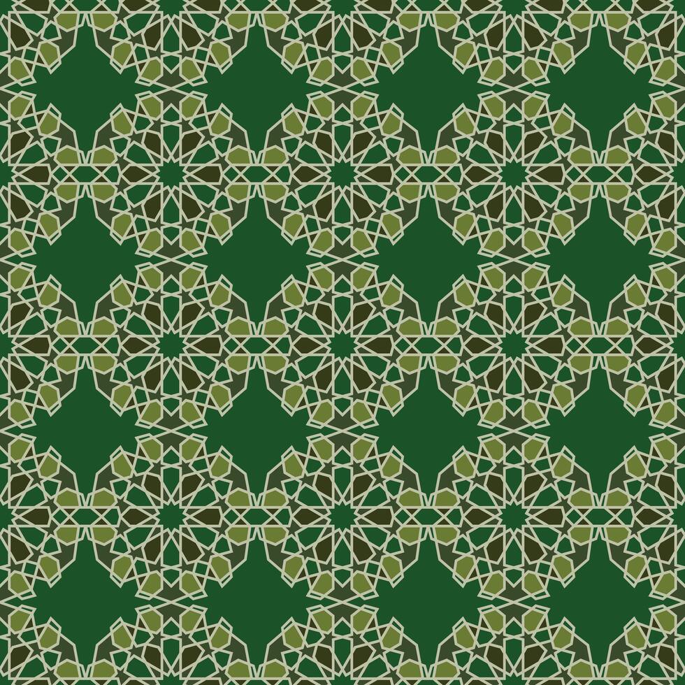 Moroccan seamless pattern mosaic,green color decorative background vector