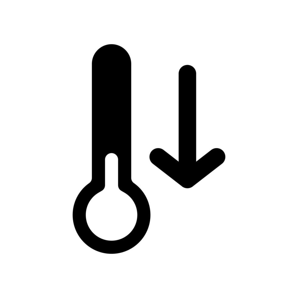 vector icon temperature down,Low thermometer temperature , on white background. icon isolated on white background, suitable for websites, blogs, logos, graphic design, social media, UI, mobile apps.