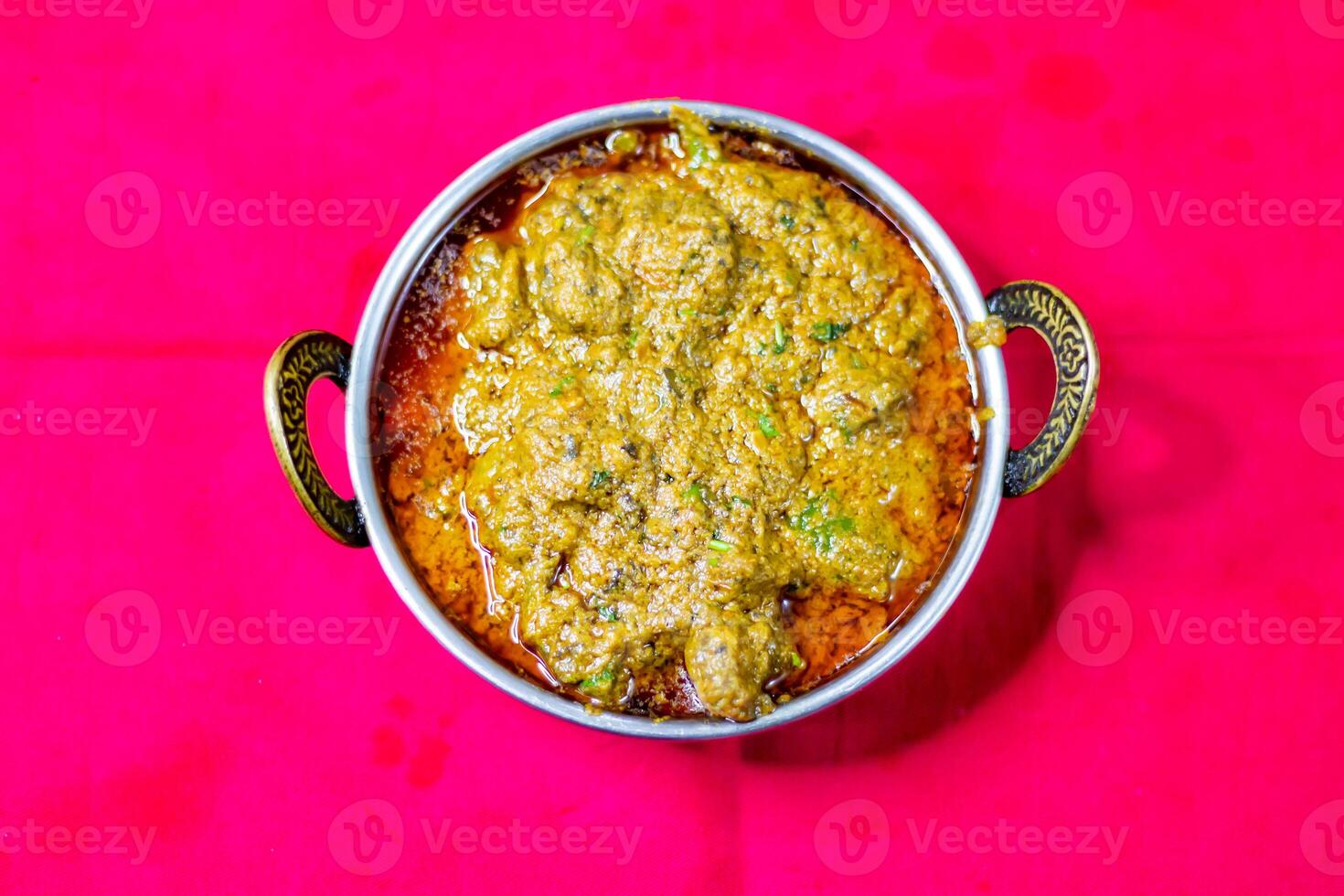 Pakistani beef karahi, beef bhuna top view of indian beef masala photo