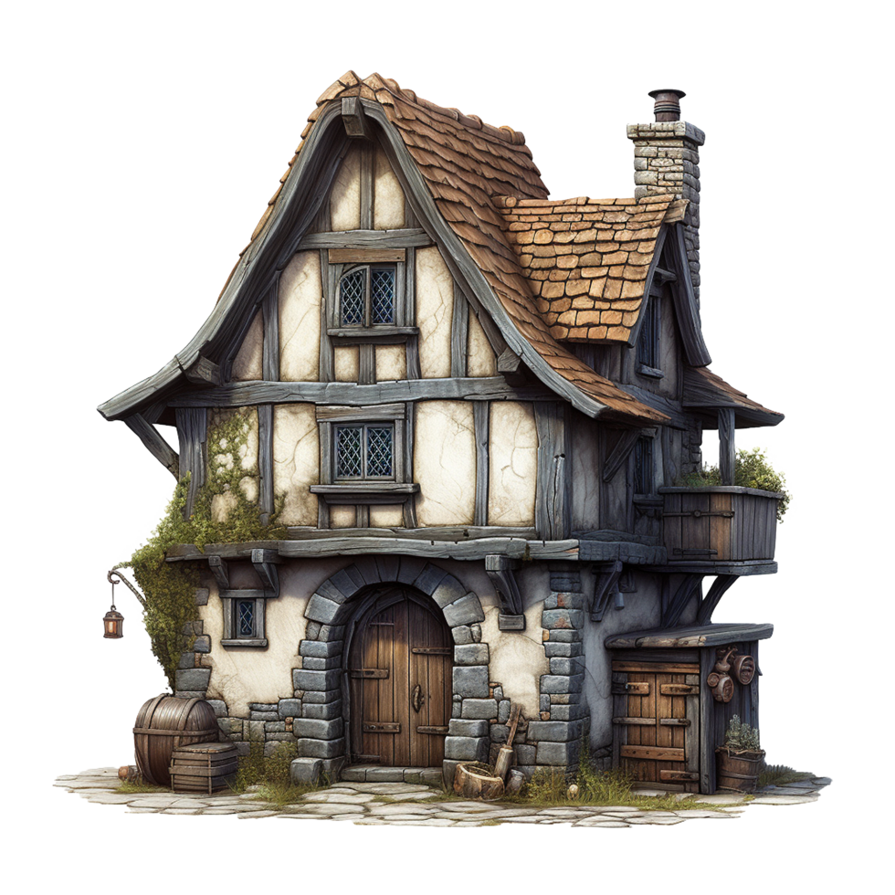 AI generated Medieval house png isolated on transparent background