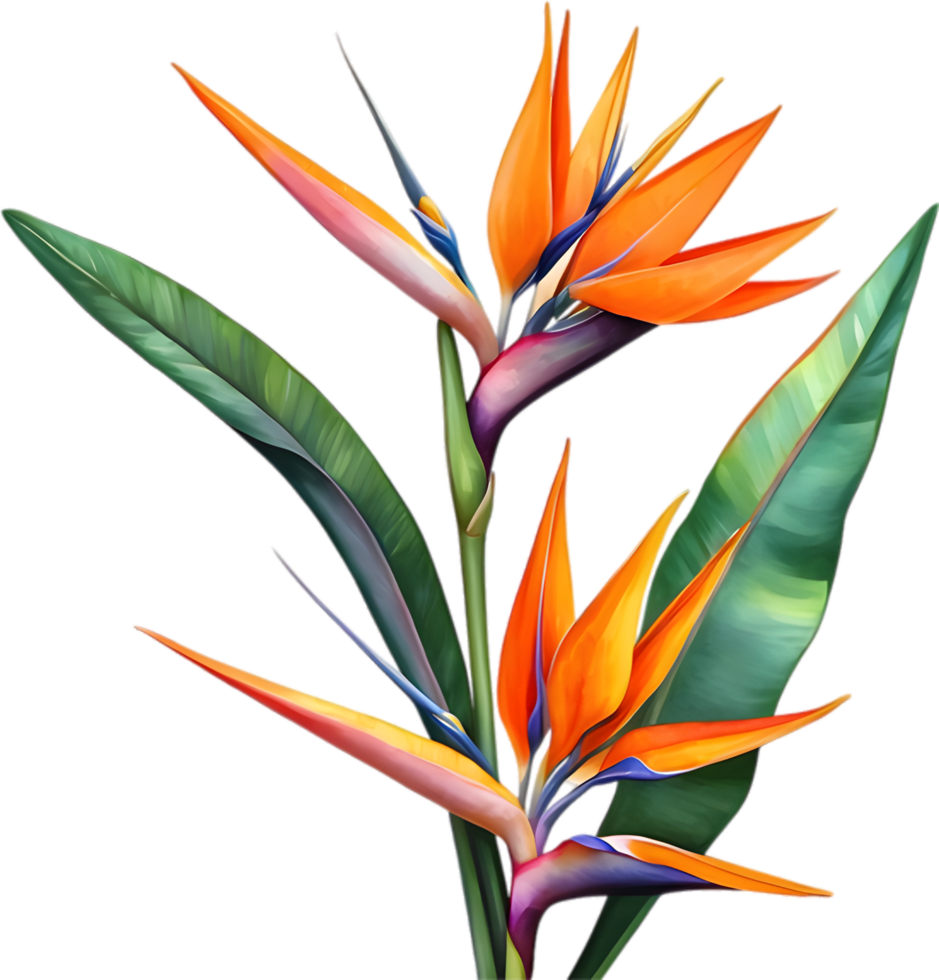 AI generated Watercolor painting of Crane Flower ,Strelitzia reginae. png