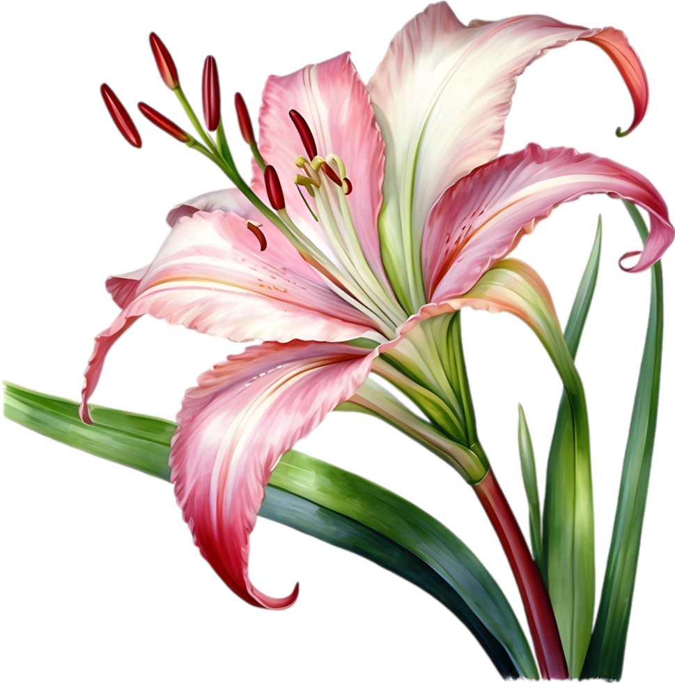 AI generated Watercolor painting of Crinum lily ,Crinum delagoense, flower. png