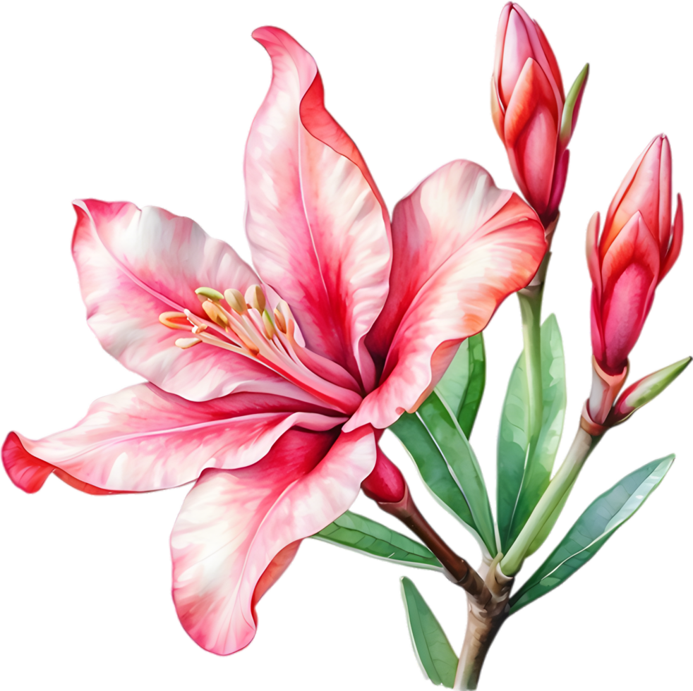 AI generated Watercolor painting of Impala Lily, Adenium multiflorum png