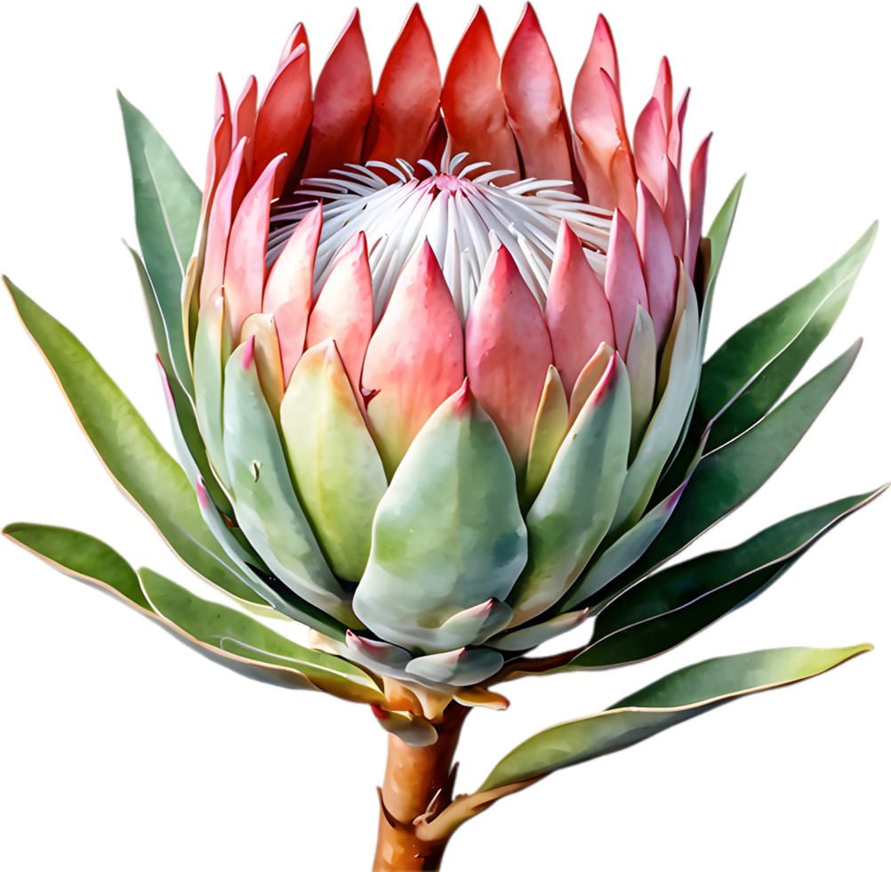 ai gegenereerd waterverf schilderij van koning protea bloem. png