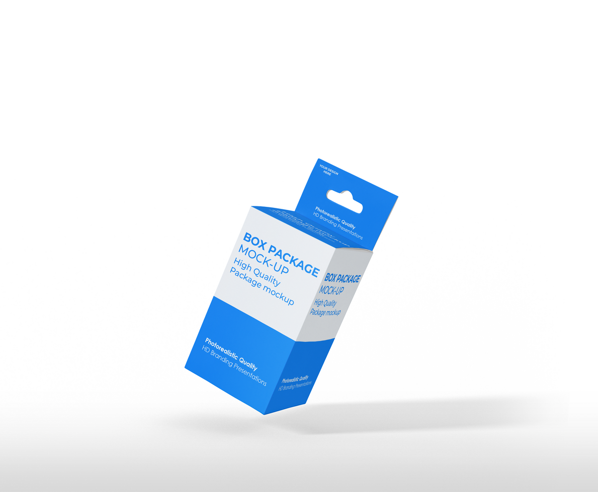 box mockup short rectangle size-with hanger psd