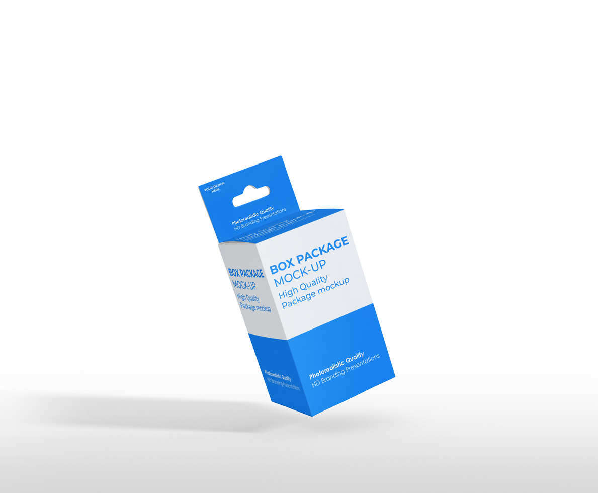 box mockup short rectangle size-with hanger psd