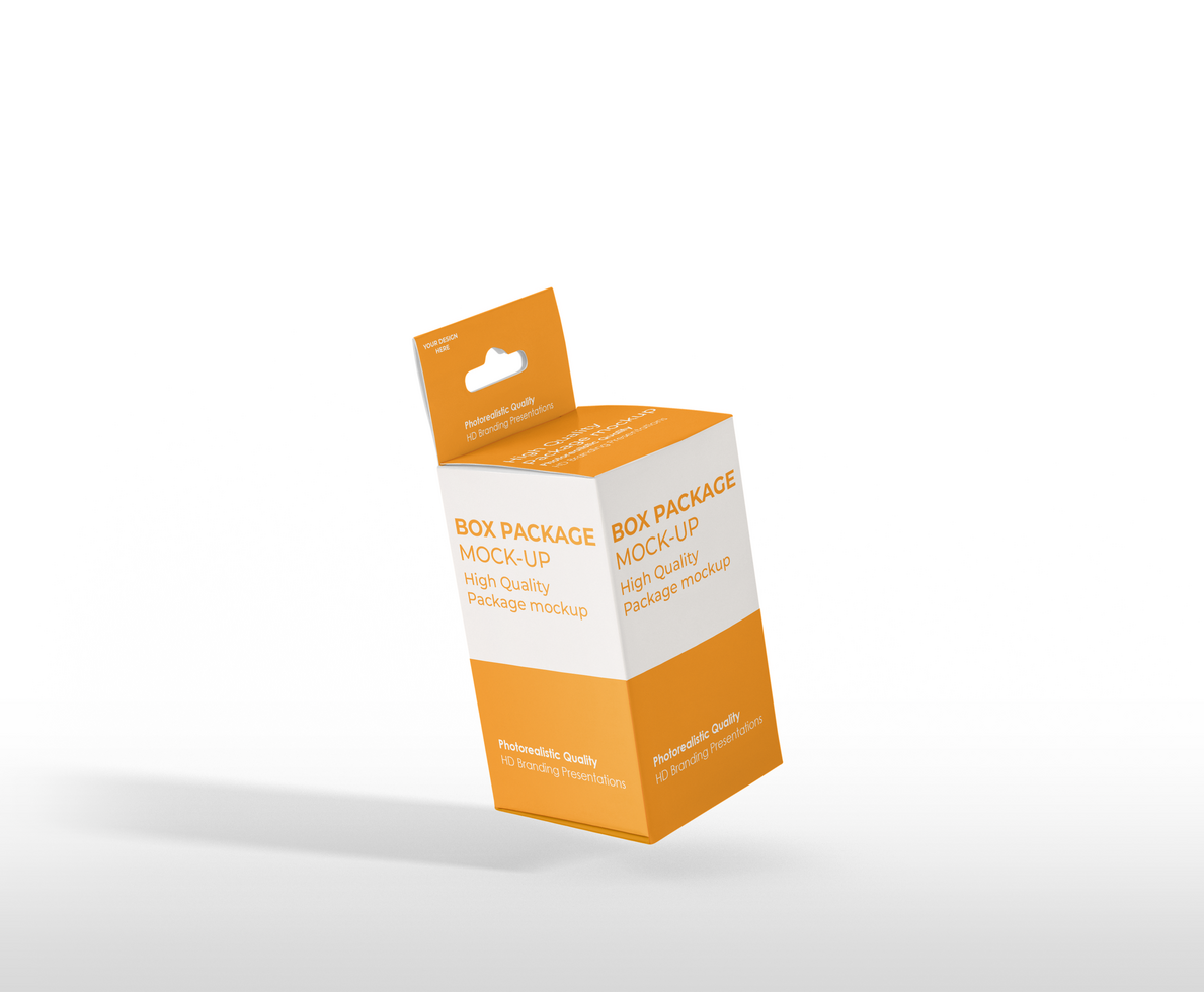 box mockup short rectangle size-with hanger psd