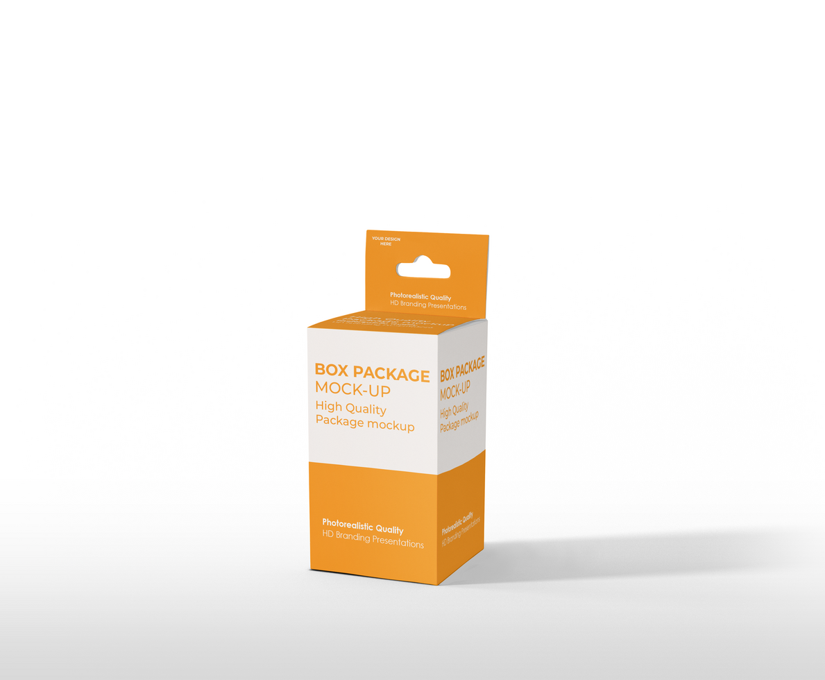 box mockup short rectangle size-with hanger psd