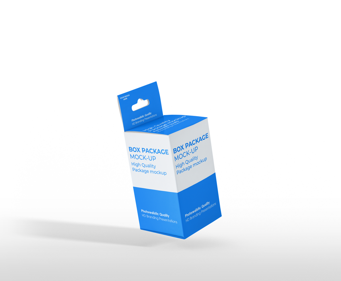box mockup short rectangle size-with hanger psd