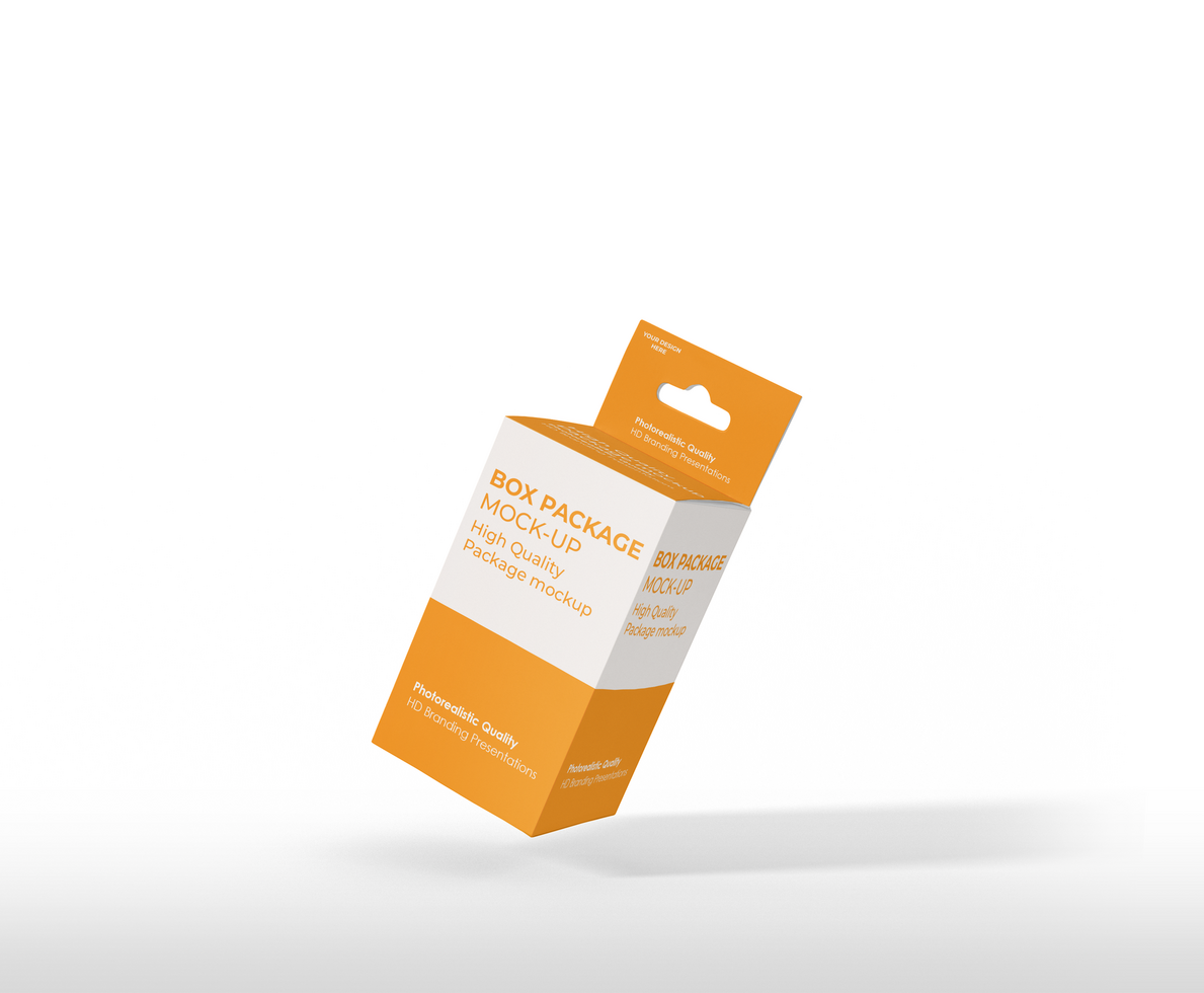 box mockup short rectangle size-with hanger psd
