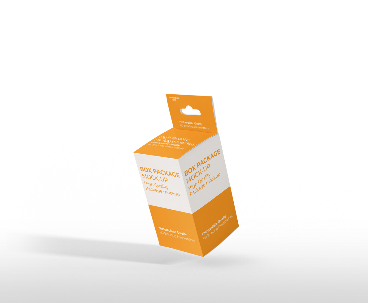 box mockup short rectangle size-with hanger psd