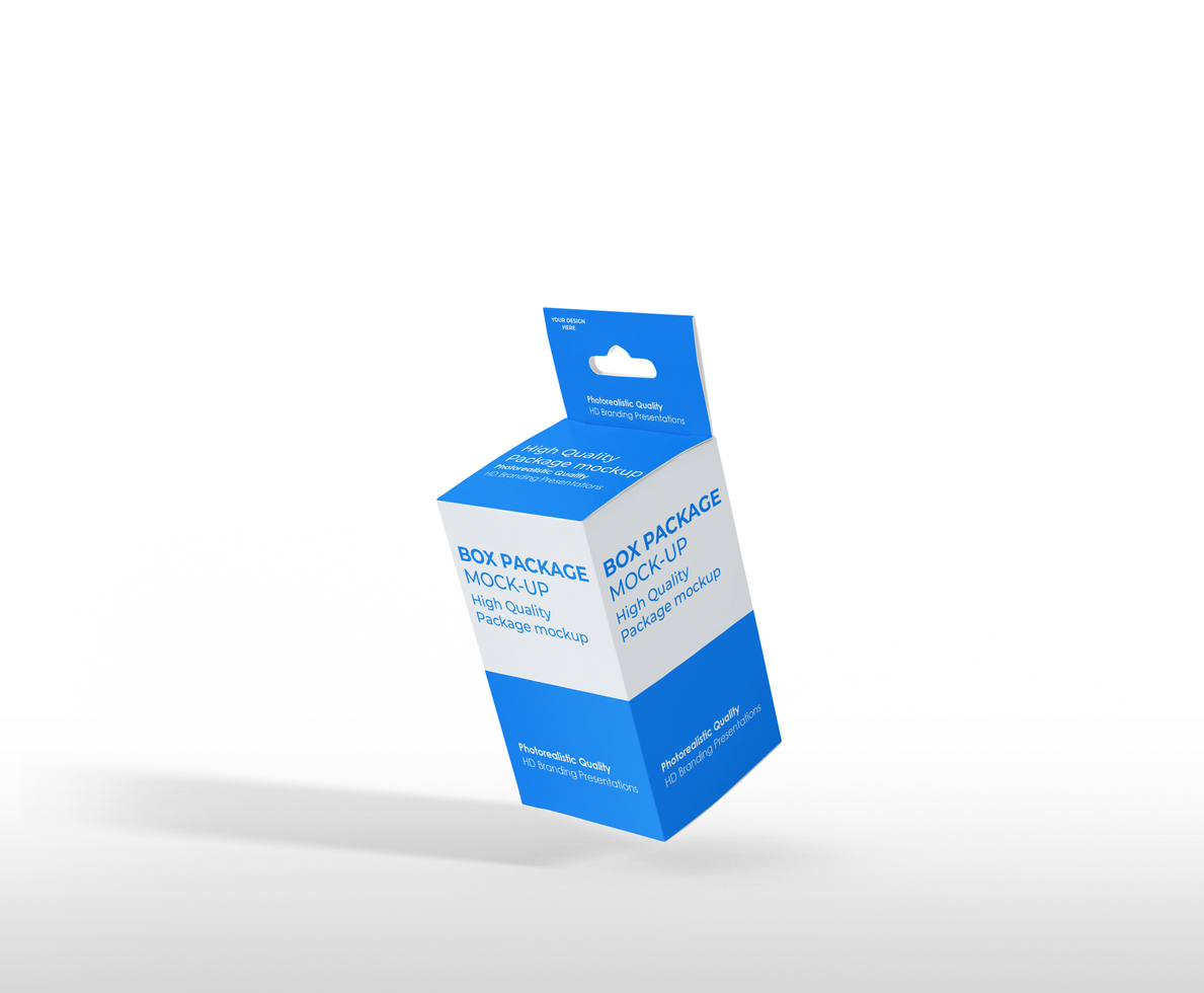 box mockup short rectangle size-with hanger psd