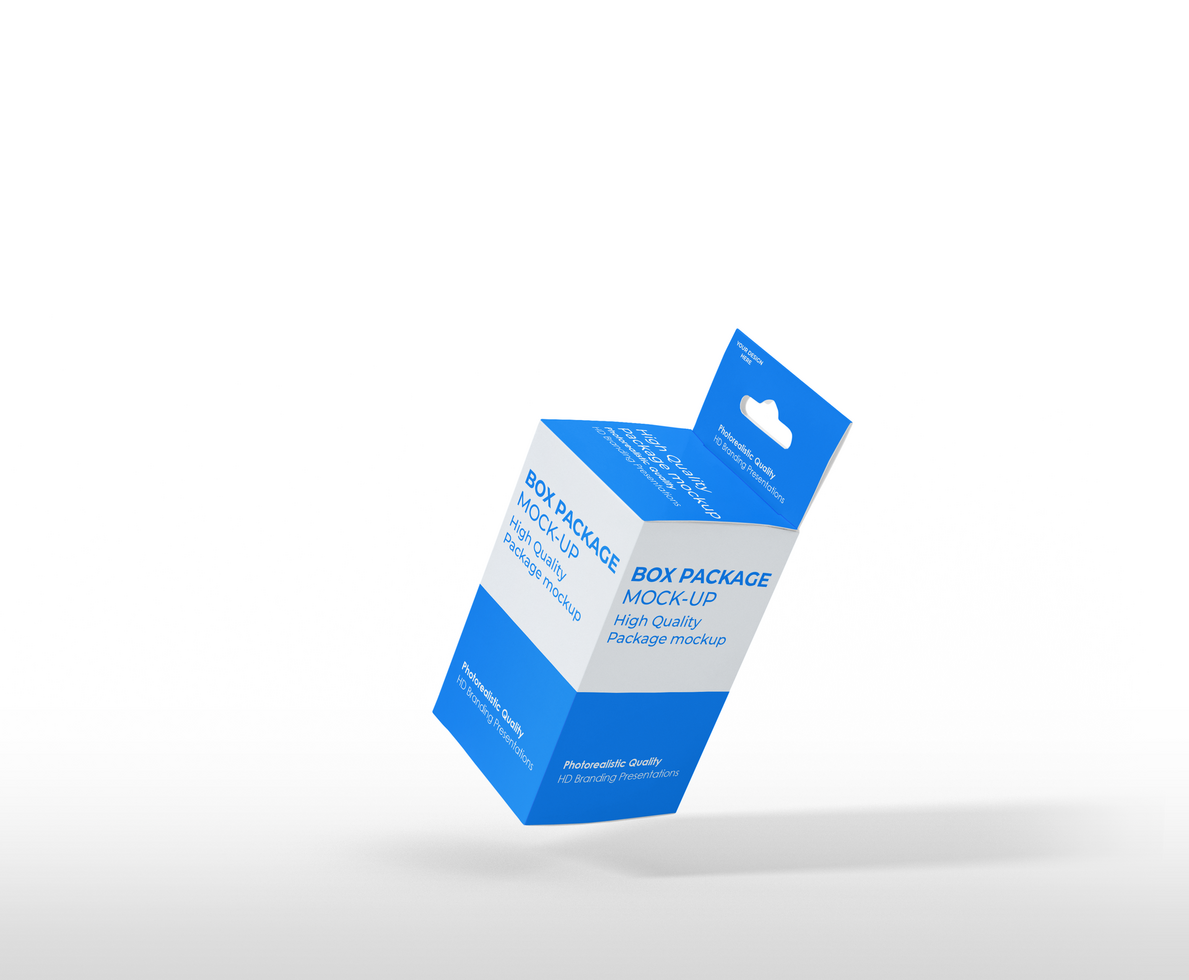 box mockup short rectangle size-with hanger psd