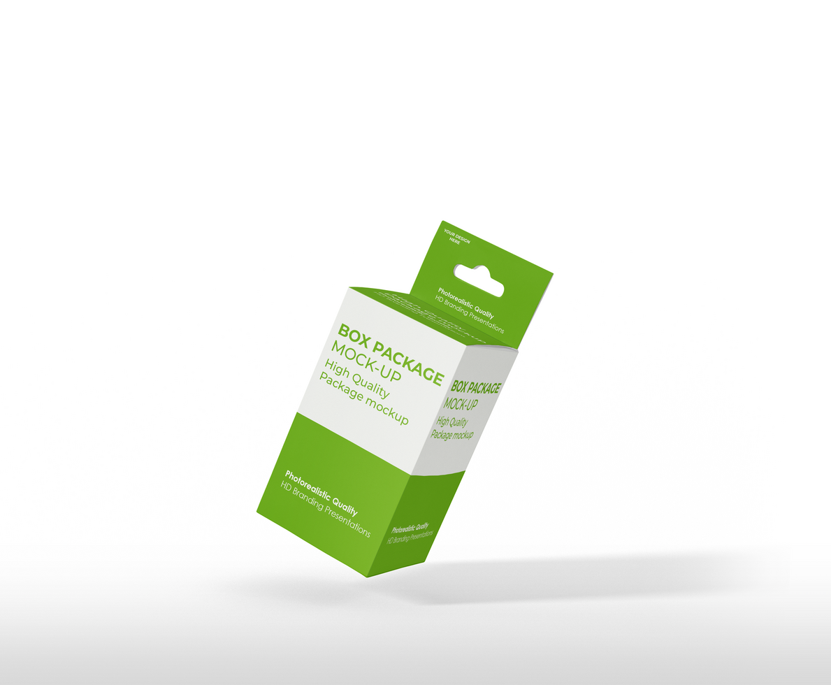 box mockup short rectangle size-with hanger psd