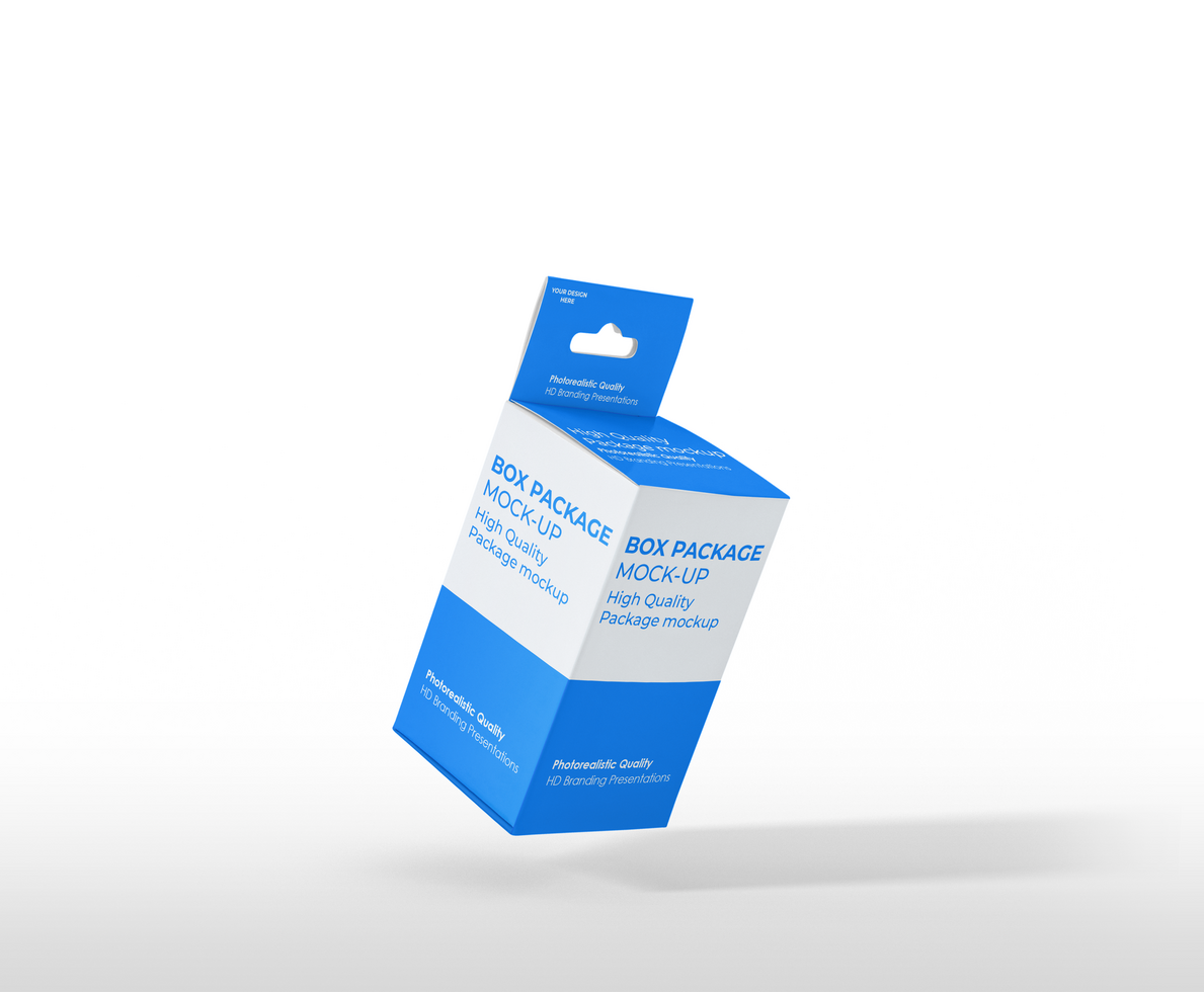 box mockup short rectangle size-with hanger psd