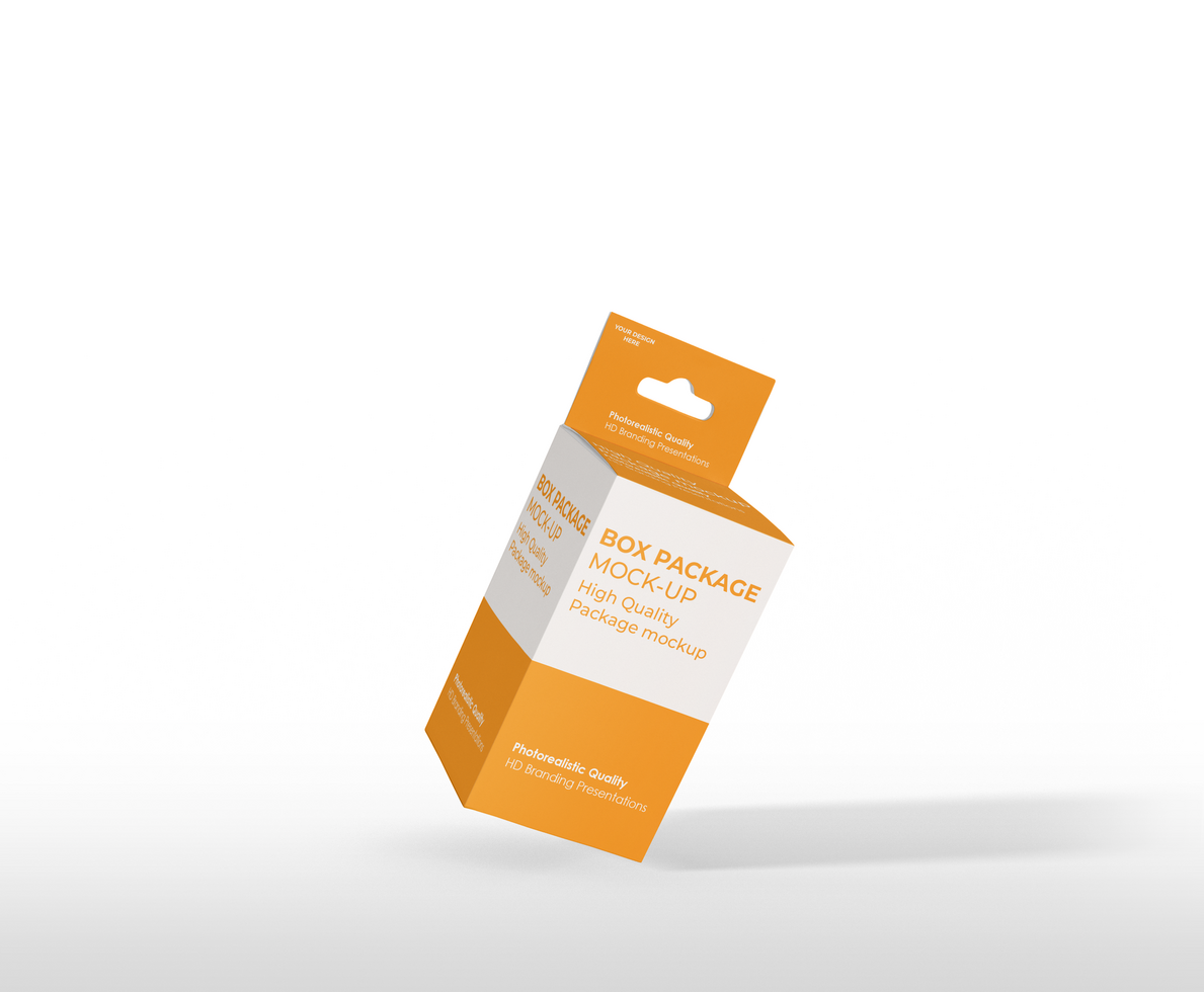 box mockup short rectangle size-with hanger psd