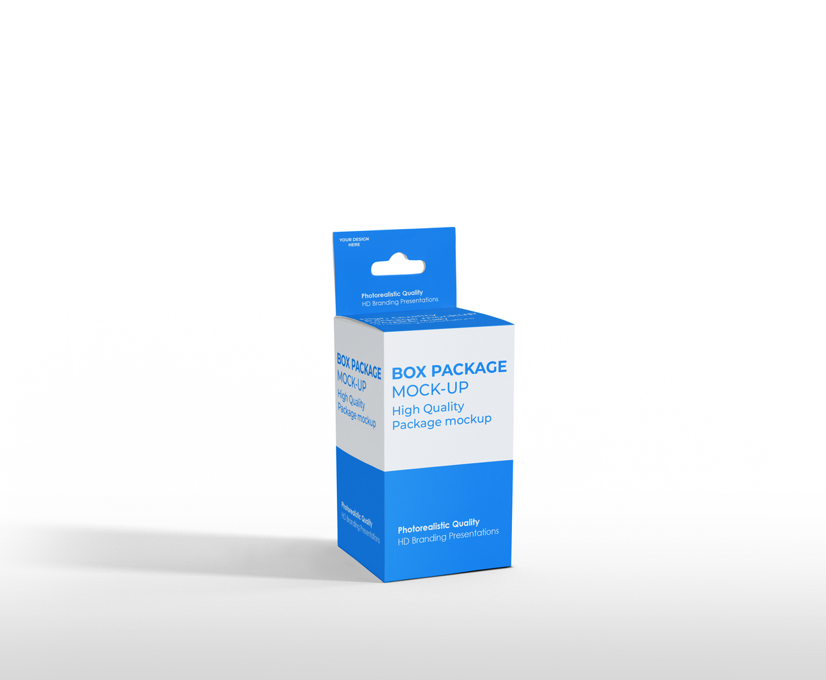 box mockup short rectangle size-with hanger psd