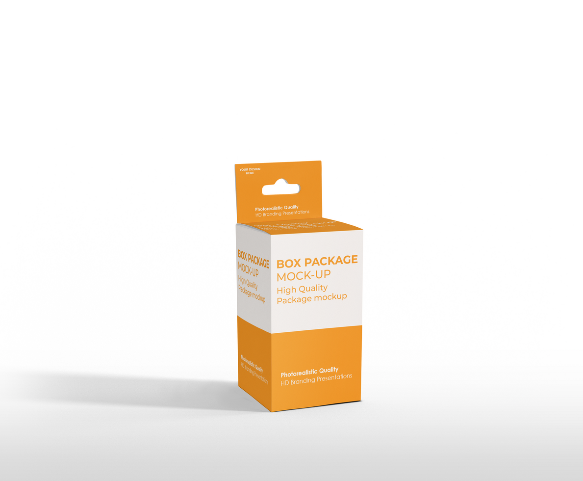 box mockup short rectangle size-with hanger psd