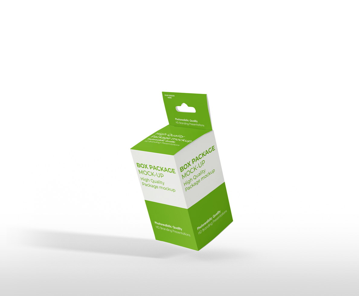box mockup short rectangle size-with hanger psd
