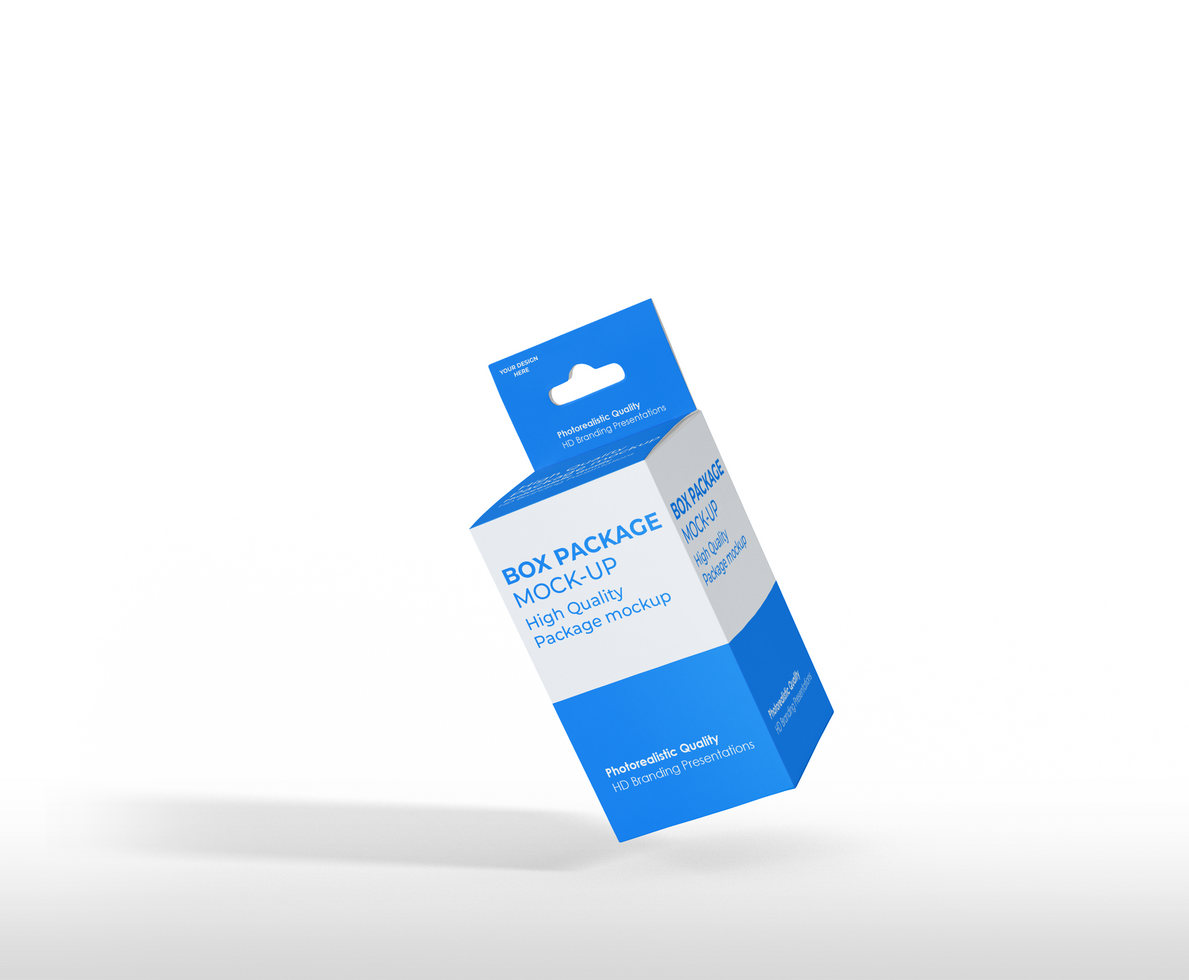 box mockup short rectangle size-with hanger psd