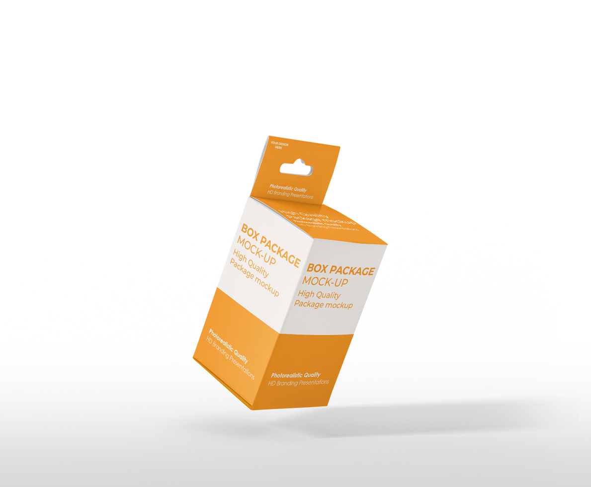 box mockup short rectangle size-with hanger psd