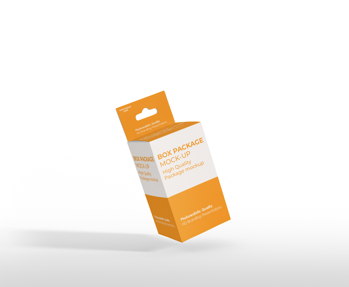 box mockup short rectangle size-with hanger psd